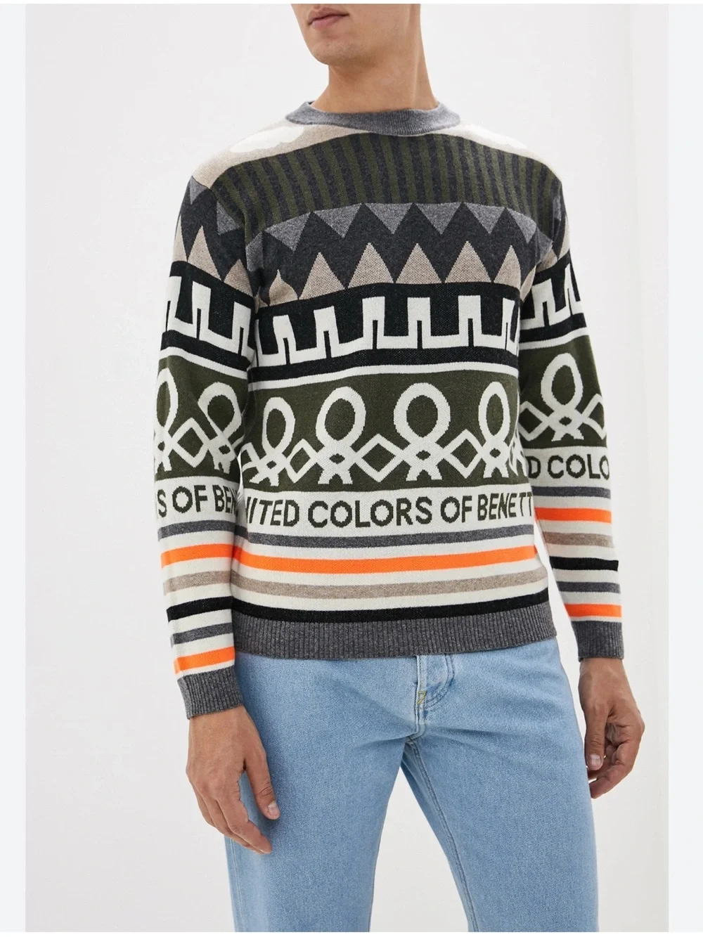 Vintage United Colors of BENETTON Ski Sweater Size XL Wool Blend